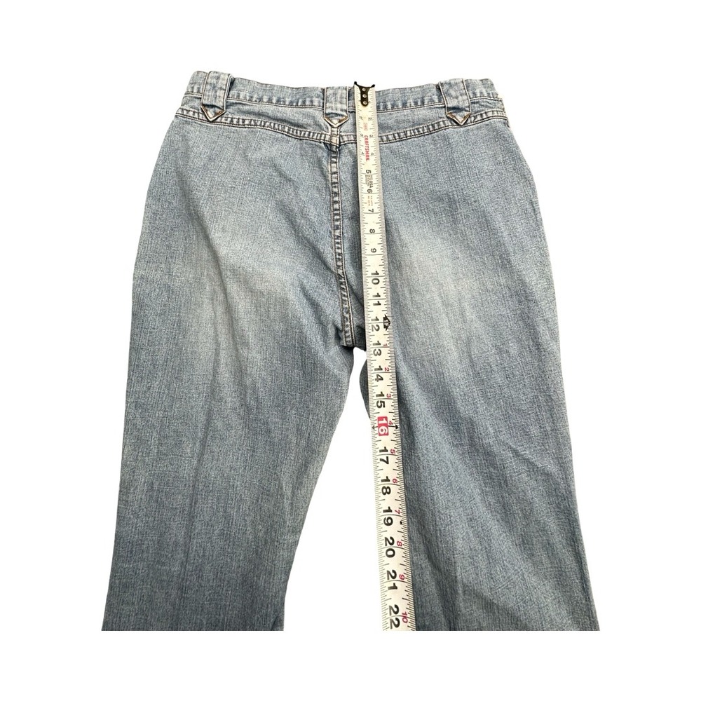 Lee Jeans Womens 16L Blue Riveted Flare Stretch Light Wash Patch Pocket Denim - Picture 8 of 12